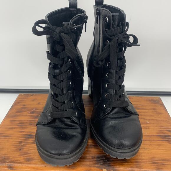 Brash Women's Black Chunky Chonk Lace Up Heel Boots Size 8 - Picture 2 of 8